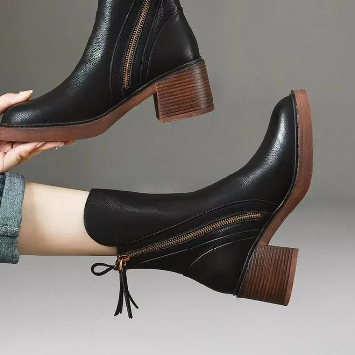 Selene | Heeled Ankle Boots with Side Zip
