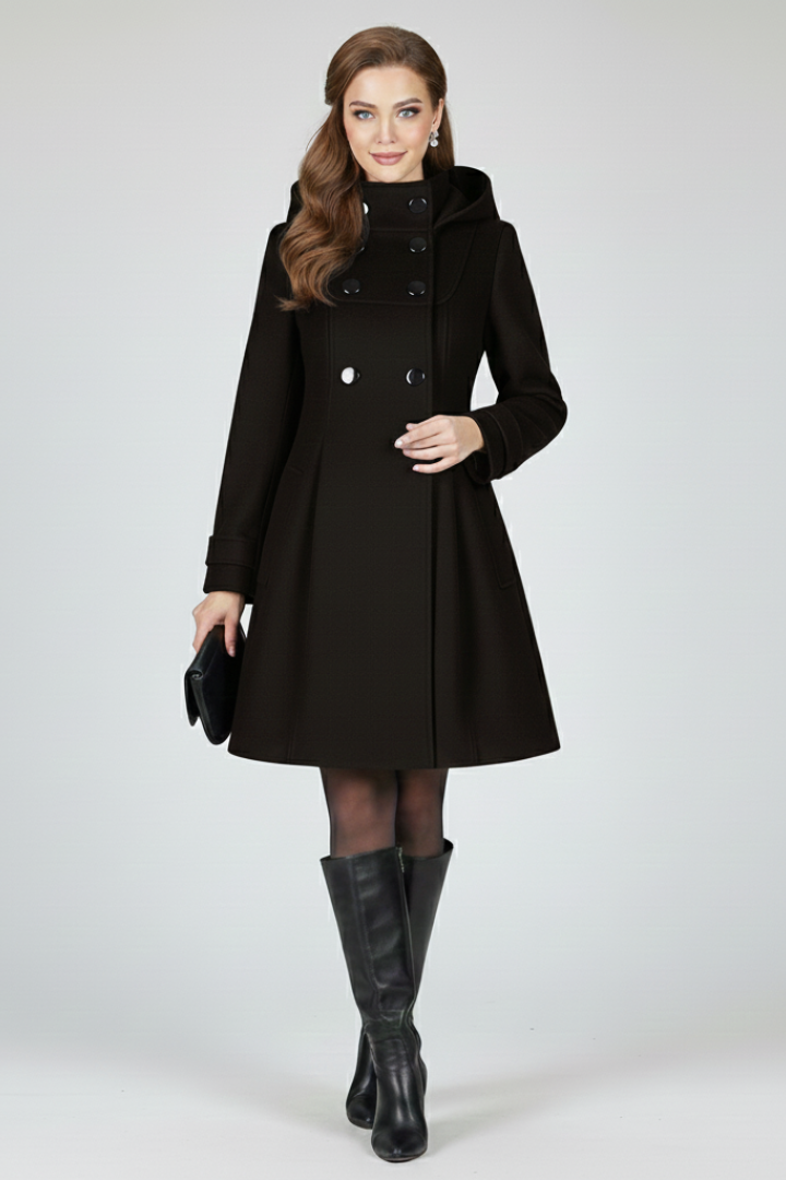 Romy | Hooded A Line Wool Coat