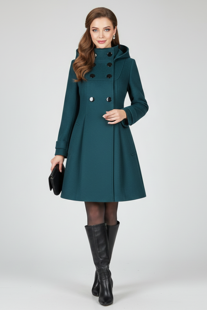 Romy | Hooded A Line Wool Coat