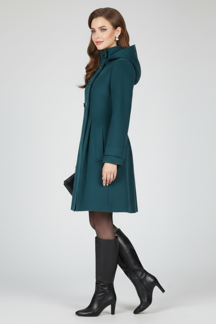 Romy | Hooded A Line Wool Coat