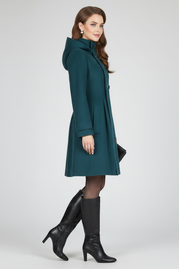 Romy | Hooded A Line Wool Coat