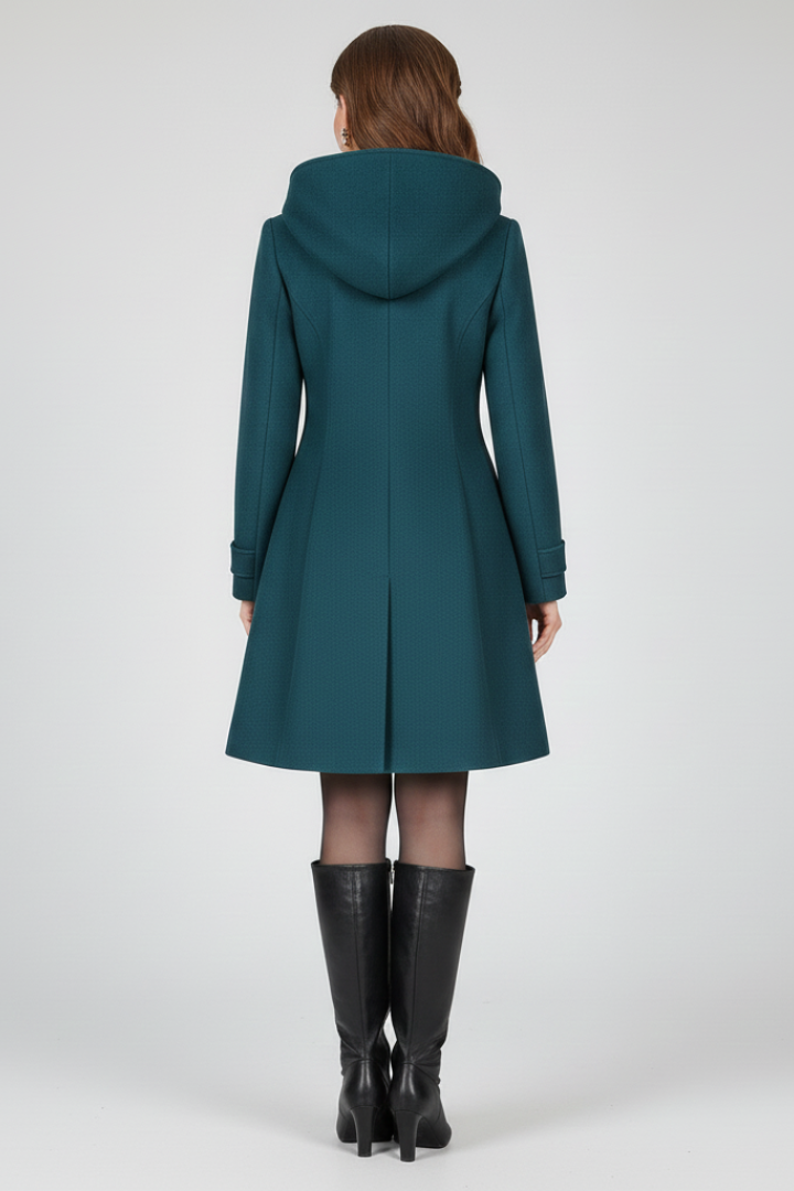 Romy | Hooded A Line Wool Coat