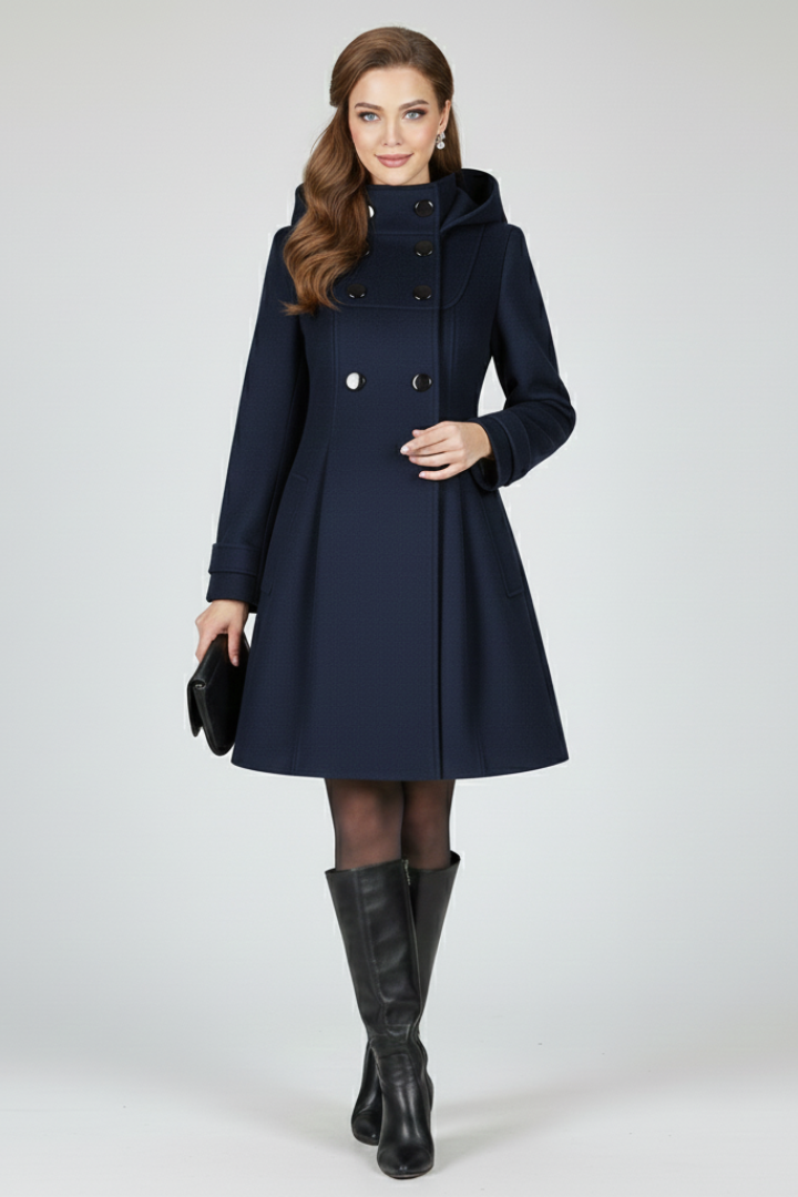 Romy | Hooded A Line Wool Coat