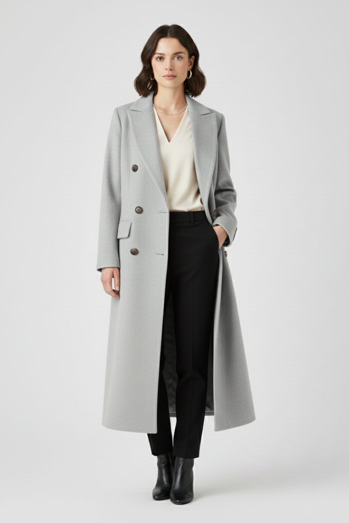Orla | Double Breasted Wool Coat with Notch Lapel