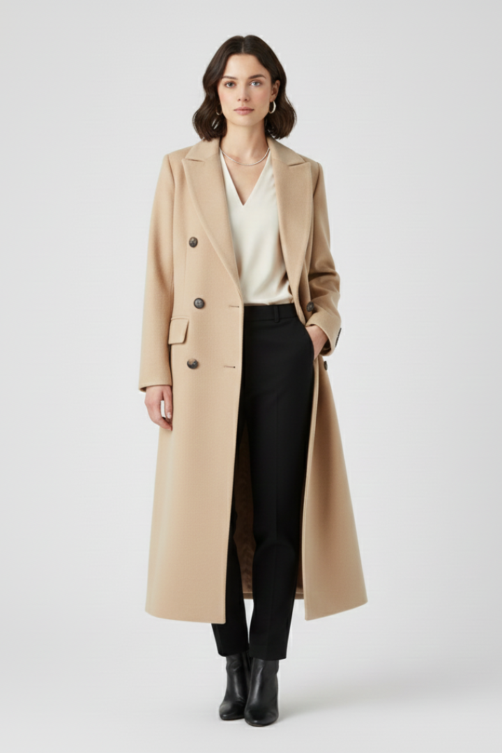 Orla | Double Breasted Wool Coat with Notch Lapel