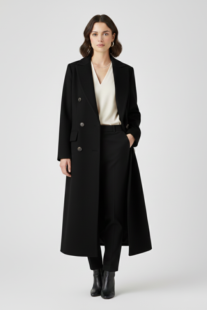 Orla | Double Breasted Wool Coat with Notch Lapel