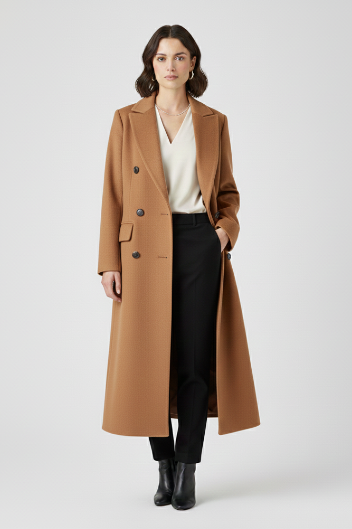 Orla | Double Breasted Wool Coat with Notch Lapel