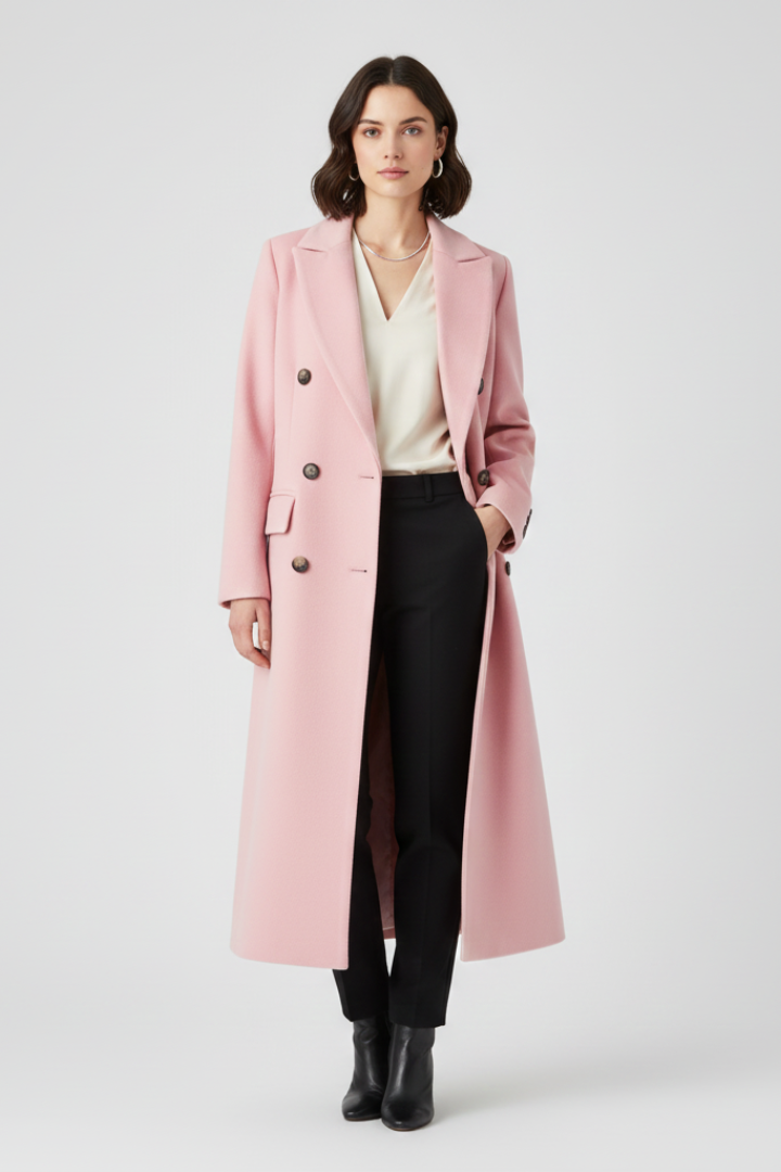 Orla | Double Breasted Wool Coat with Notch Lapel