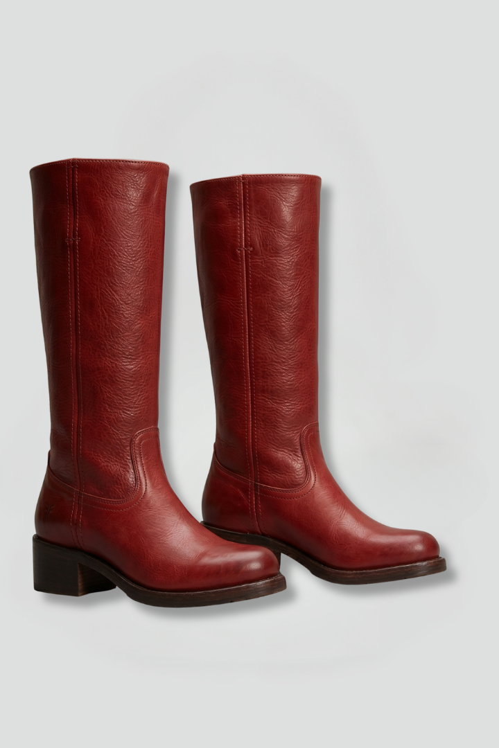 Megan | Pull On Block Heel Knee High Boots