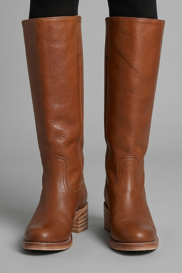 Megan | Pull On Block Heel Knee High Boots