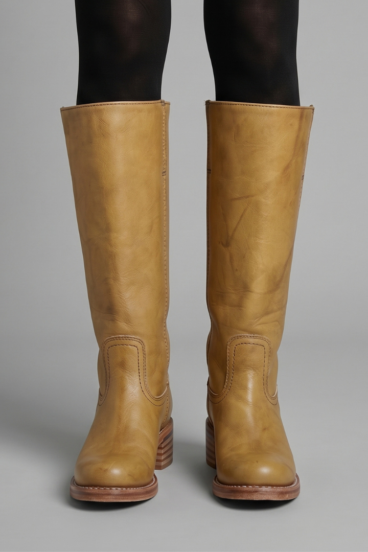 Megan | Pull On Block Heel Knee High Boots
