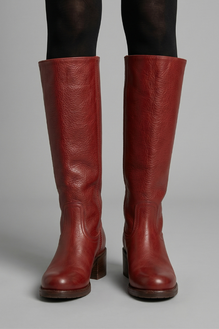 Megan | Pull On Block Heel Knee High Boots