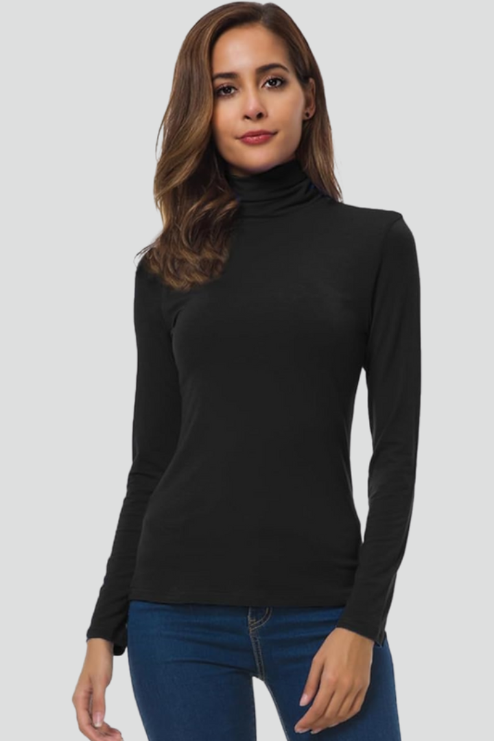 Grey Order Code Turtleneck Sweater for Women – Plain with Long Sleeves – NOBLD