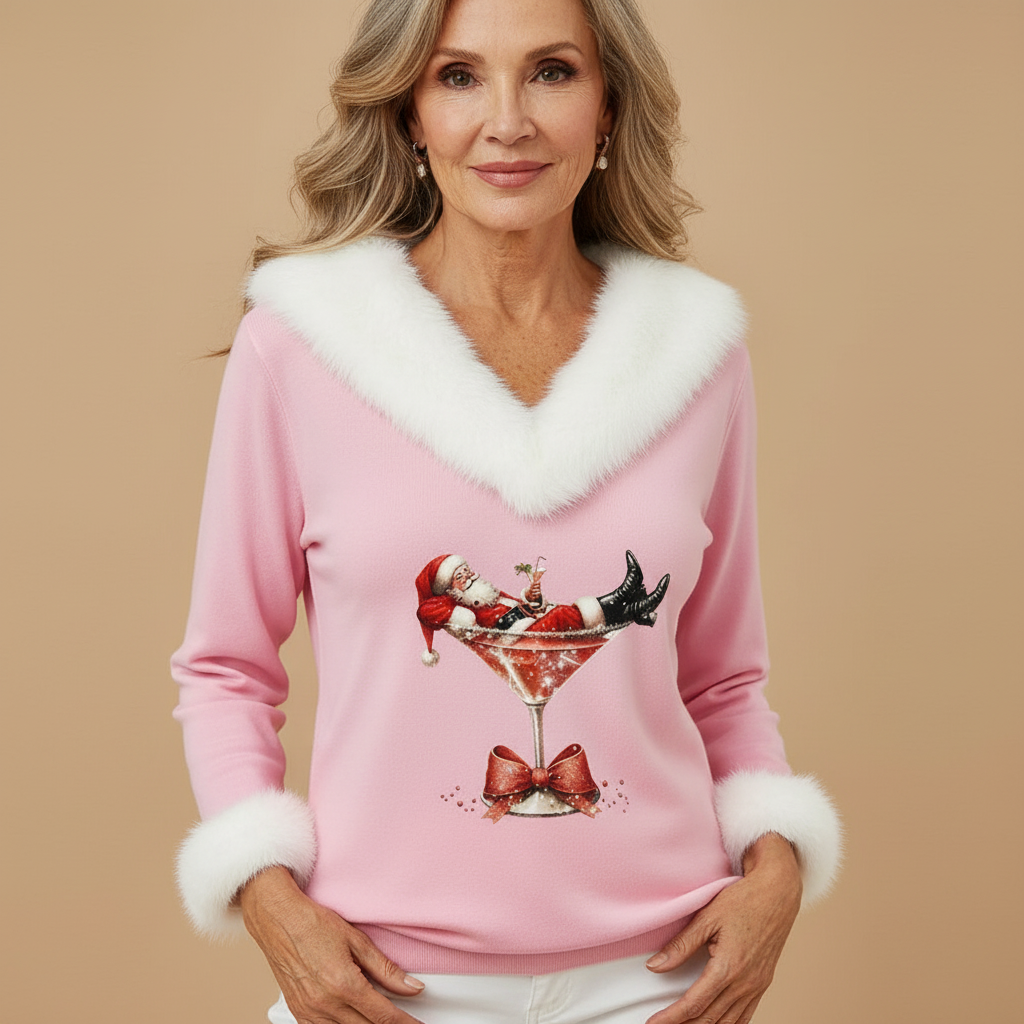 Holly | Christmas Sweater with Faux Fur Trim