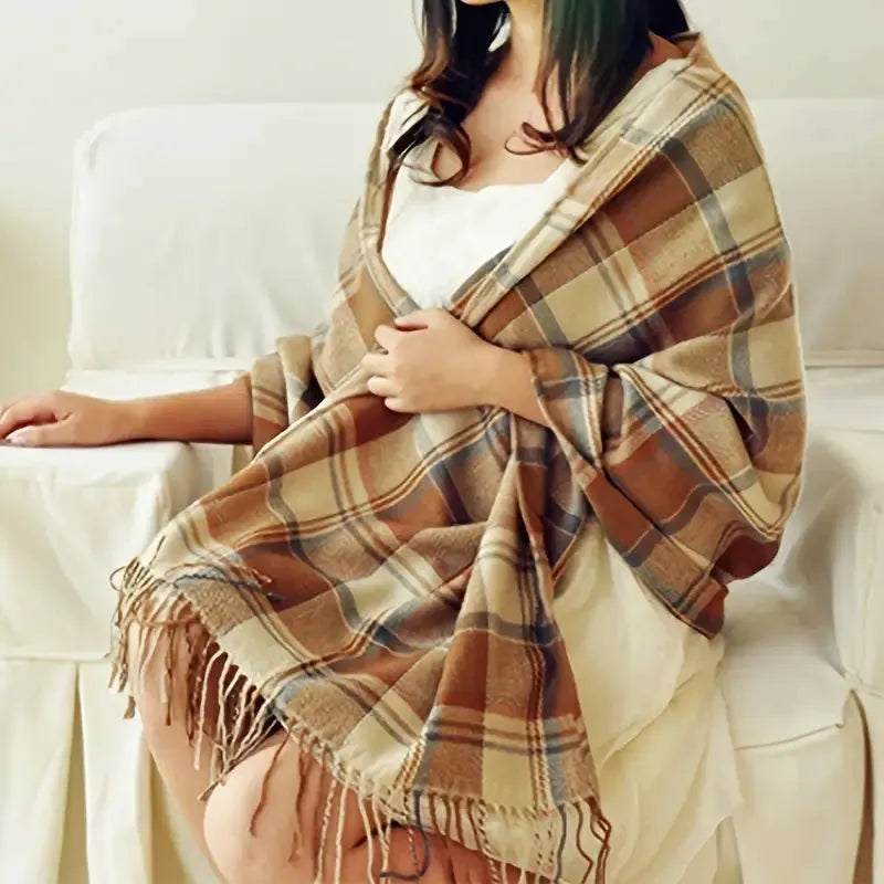 Coleen | Oversized Checked Blanket Scarf
