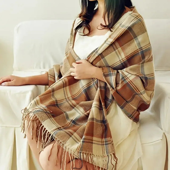 Coleen | Oversized Checked Blanket Scarf