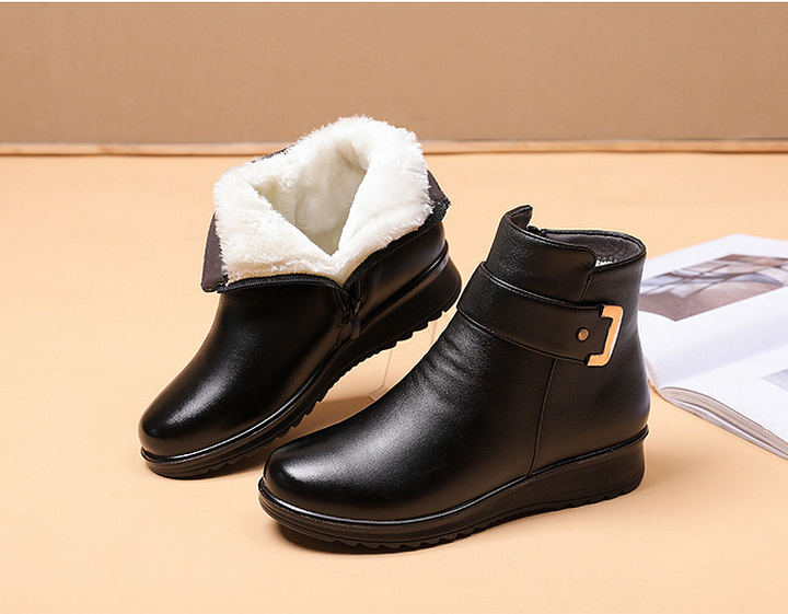 Tessa | Faux Fur Lined Ankle Boots with Buckle