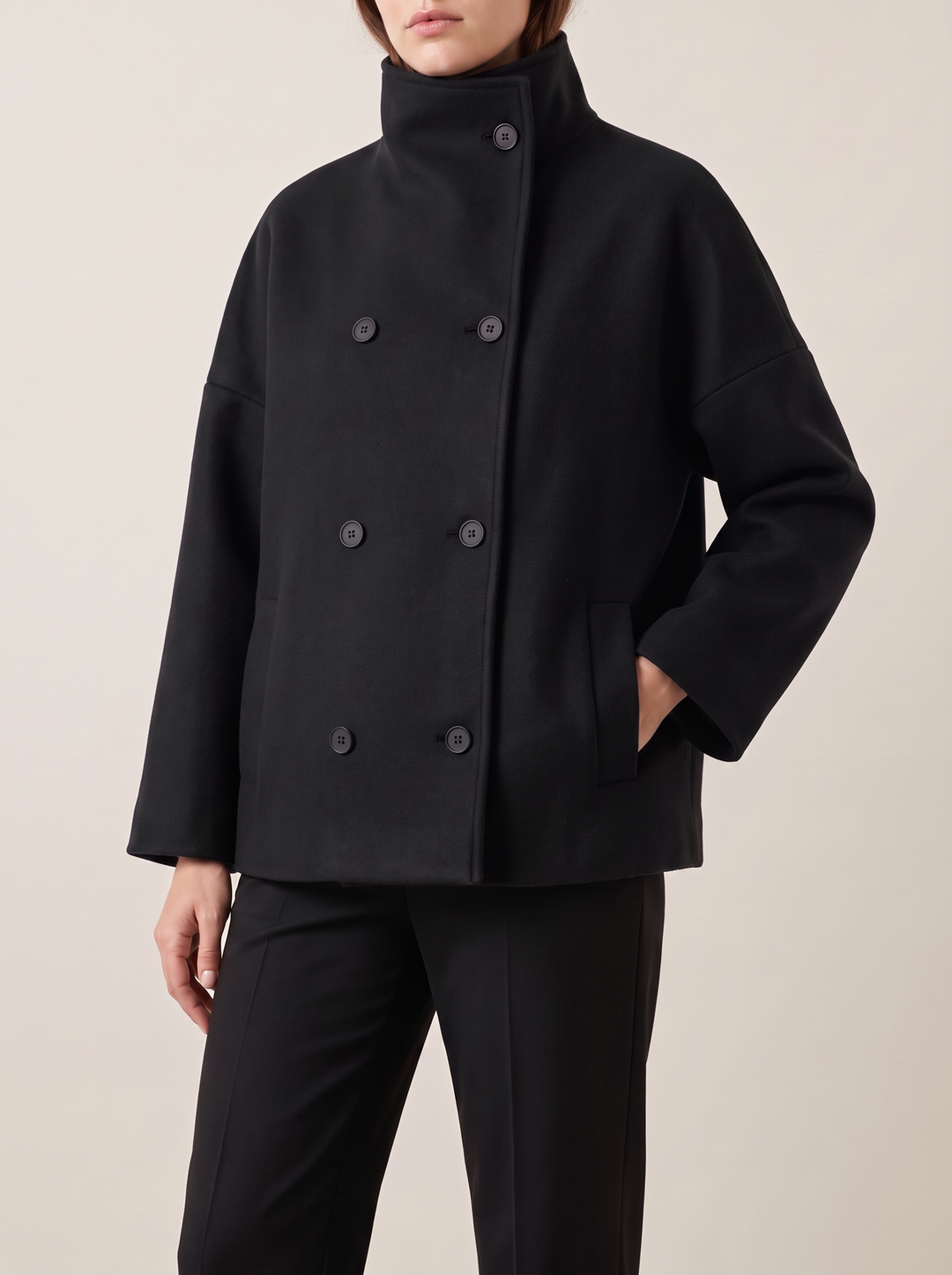 Clarissa | Short Wool Coat with Stand Collar