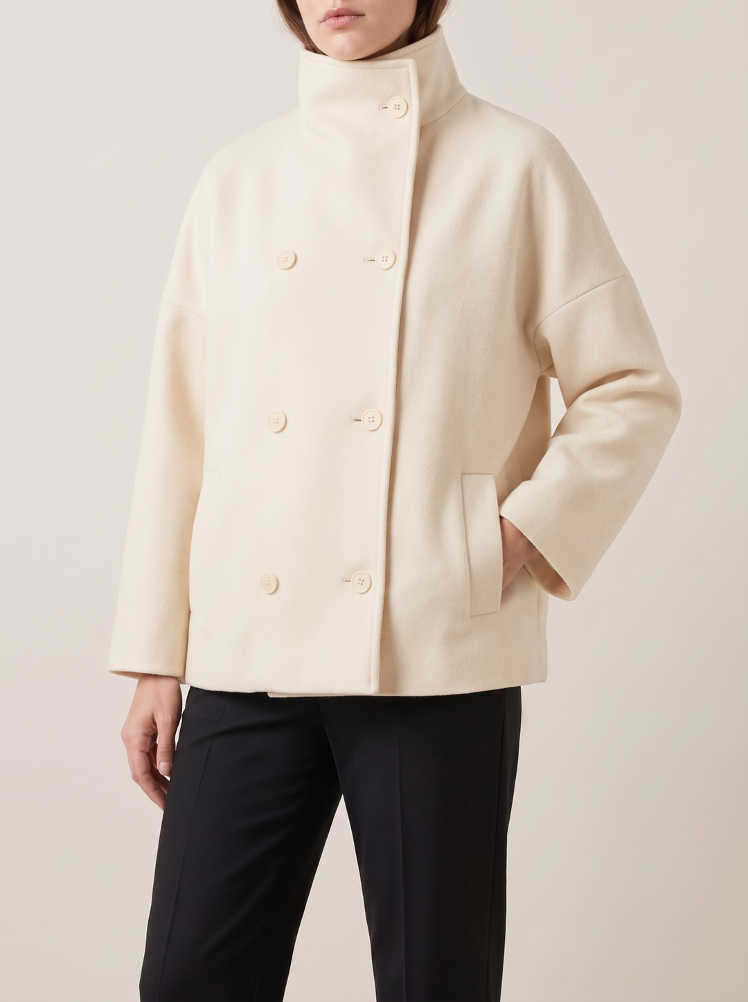 Clarissa | Short Wool Coat with Stand Collar