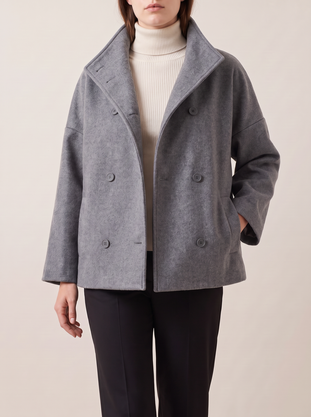 Clarissa | Short Wool Coat with Stand Collar