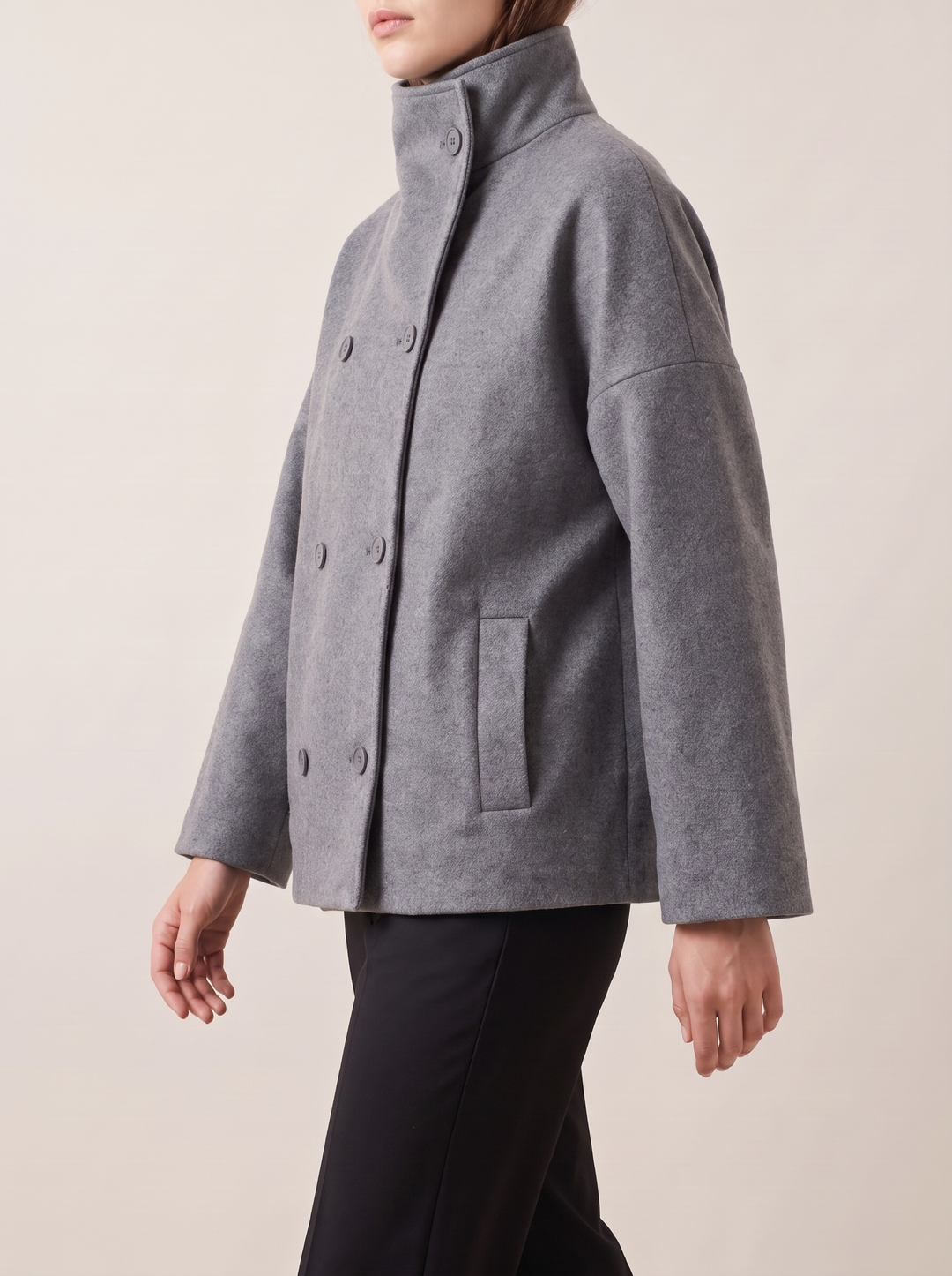 Clarissa | Short Wool Coat with Stand Collar