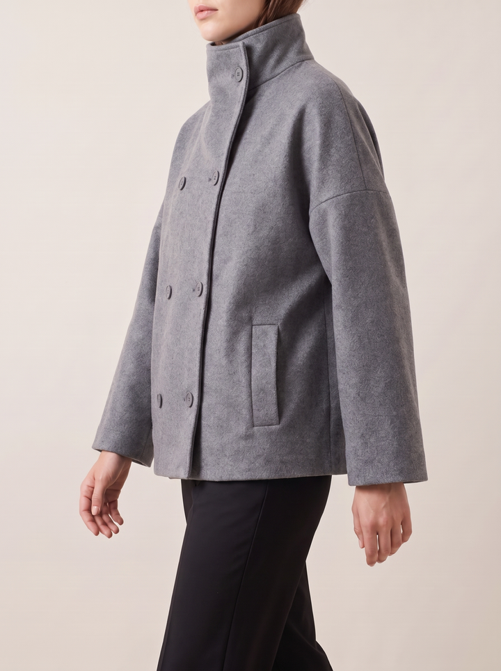 Clarissa | Short Wool Coat with Stand Collar