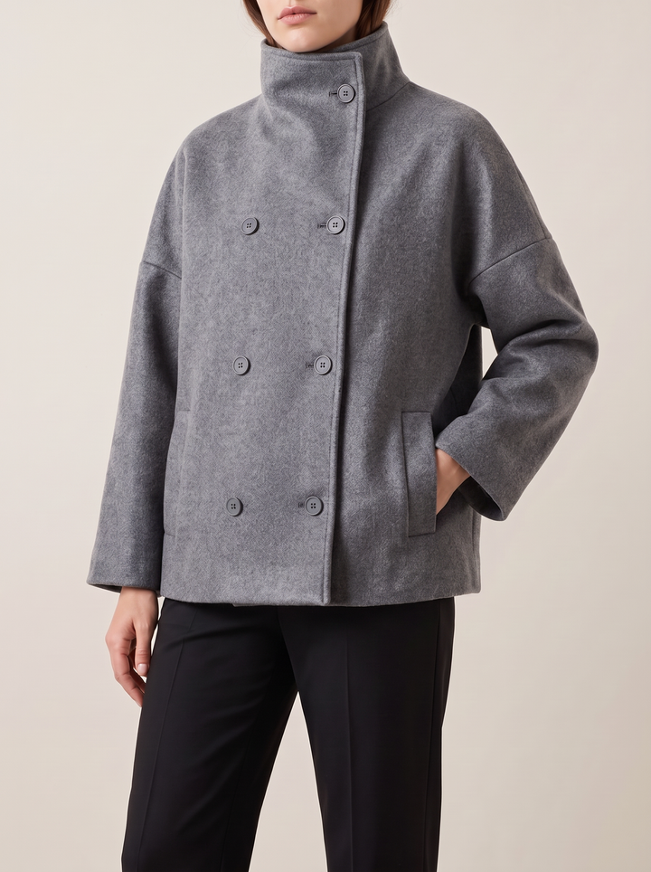 Clarissa | Short Wool Coat with Stand Collar