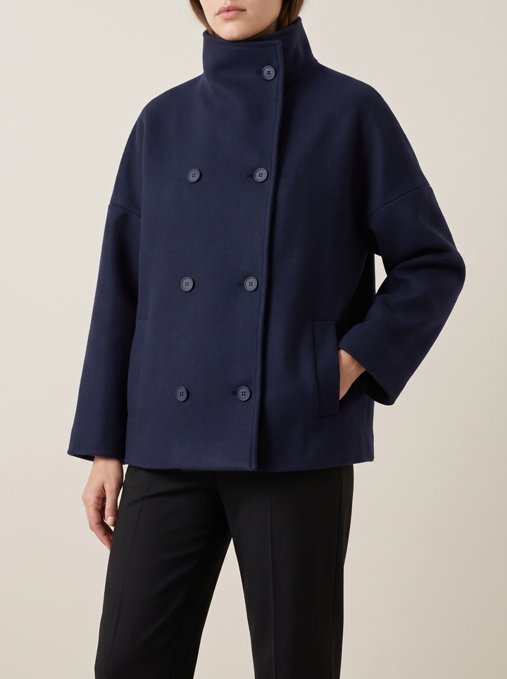 Clarissa | Short Wool Coat with Stand Collar