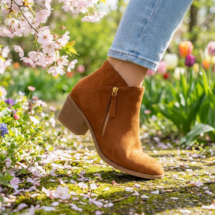Vera | Block Heel Ankle Boots with Side Zip