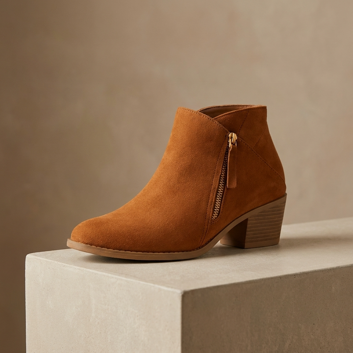 Vera | Block Heel Ankle Boots with Side Zip