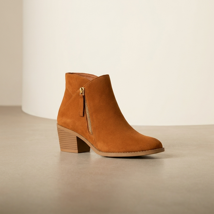 Vera | Block Heel Ankle Boots with Side Zip