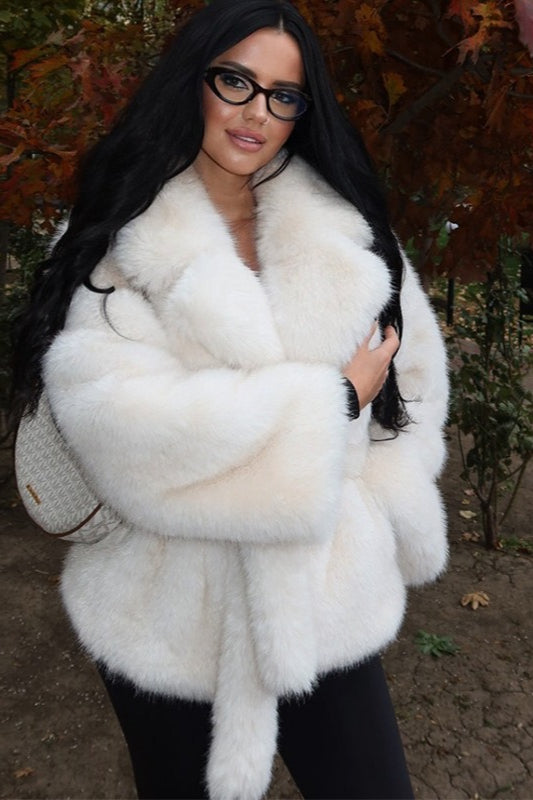 Cleo | Cropped Faux Fur Coat with Open Front