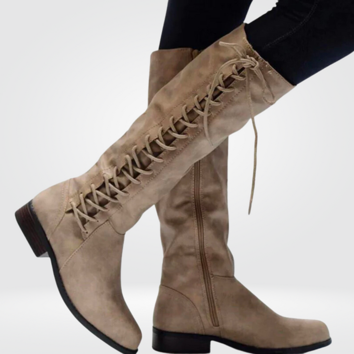 Elena | Knee High Boots with Lace Up Detail