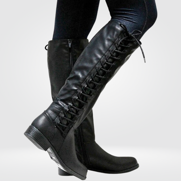 Elena | Knee High Boots with Lace Up Detail