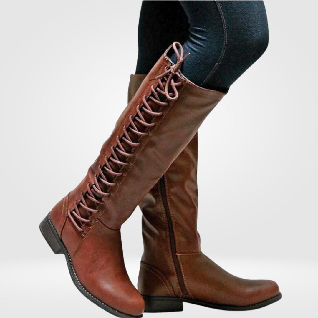 Elena | Knee High Boots with Lace Up Detail