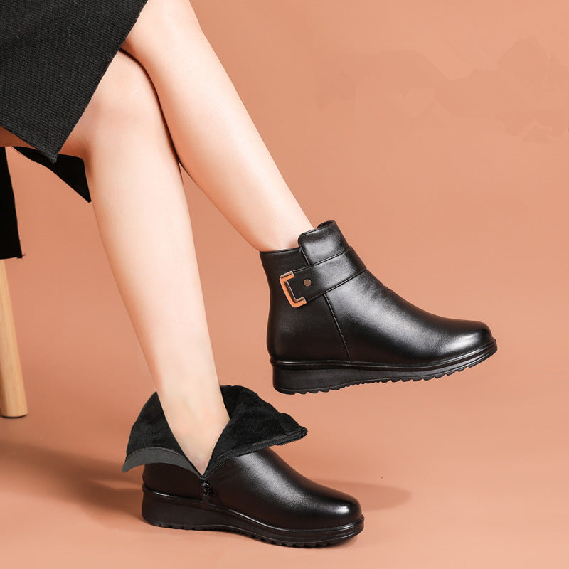 Tessa | Faux Fur Lined Ankle Boots with Buckle
