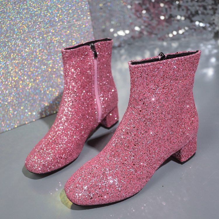 Stella | Glitter Ankle Boots with Block Heel