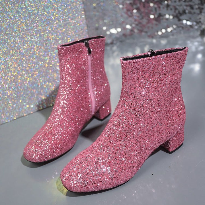 Stella | Glitter Ankle Boots with Block Heel