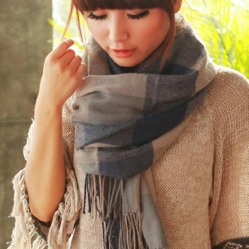 Coleen | Oversized Checked Blanket Scarf