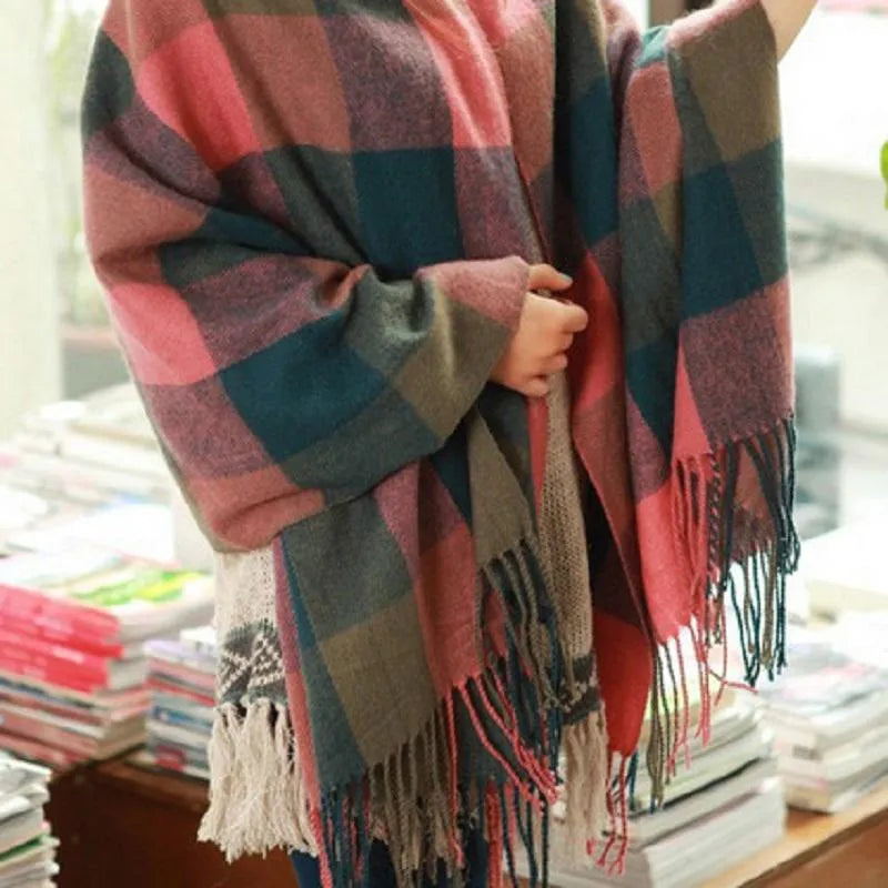 Coleen | Oversized Checked Blanket Scarf