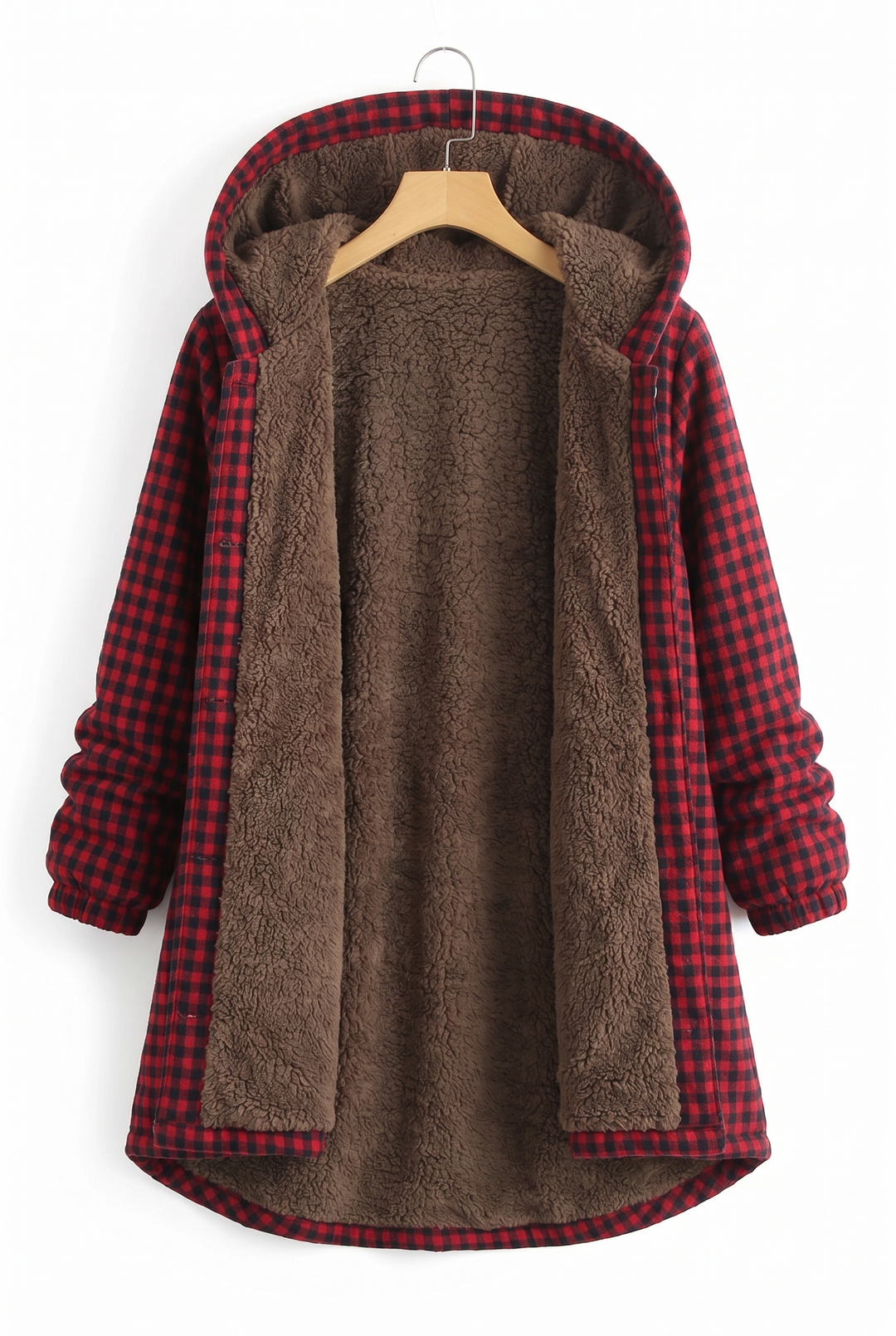 Birdie | Plaid Hooded Sherpa Jacket