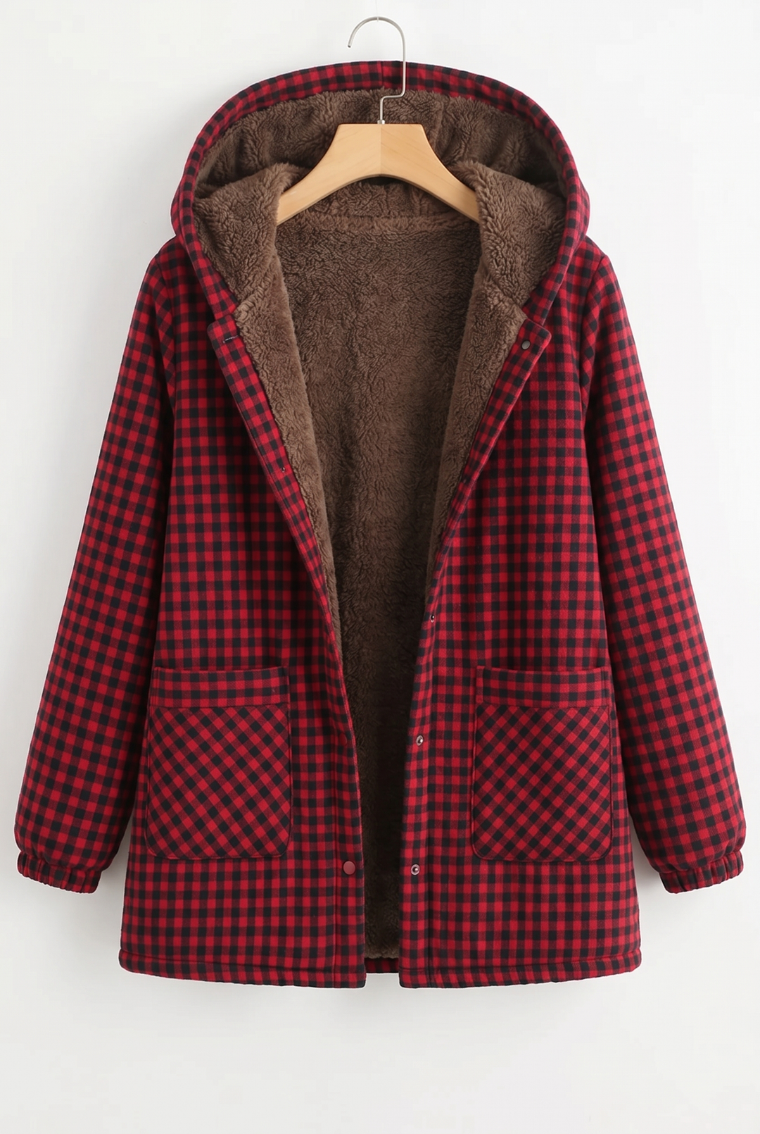 Birdie | Plaid Hooded Sherpa Jacket