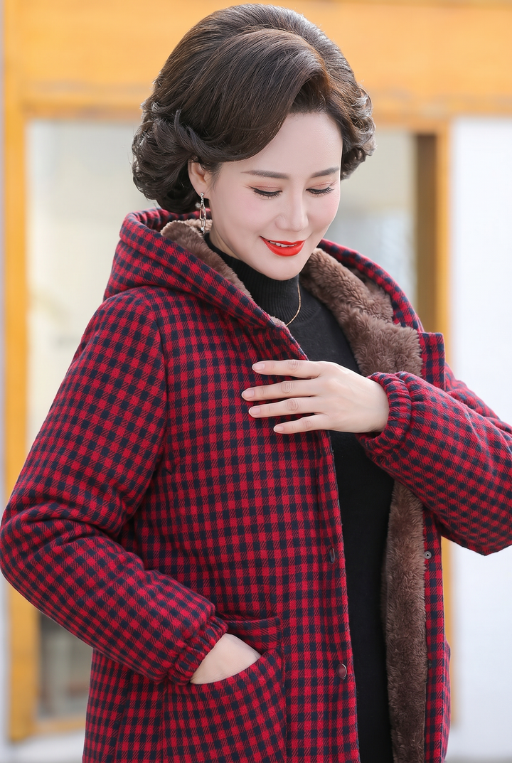 Birdie | Plaid Hooded Sherpa Jacket