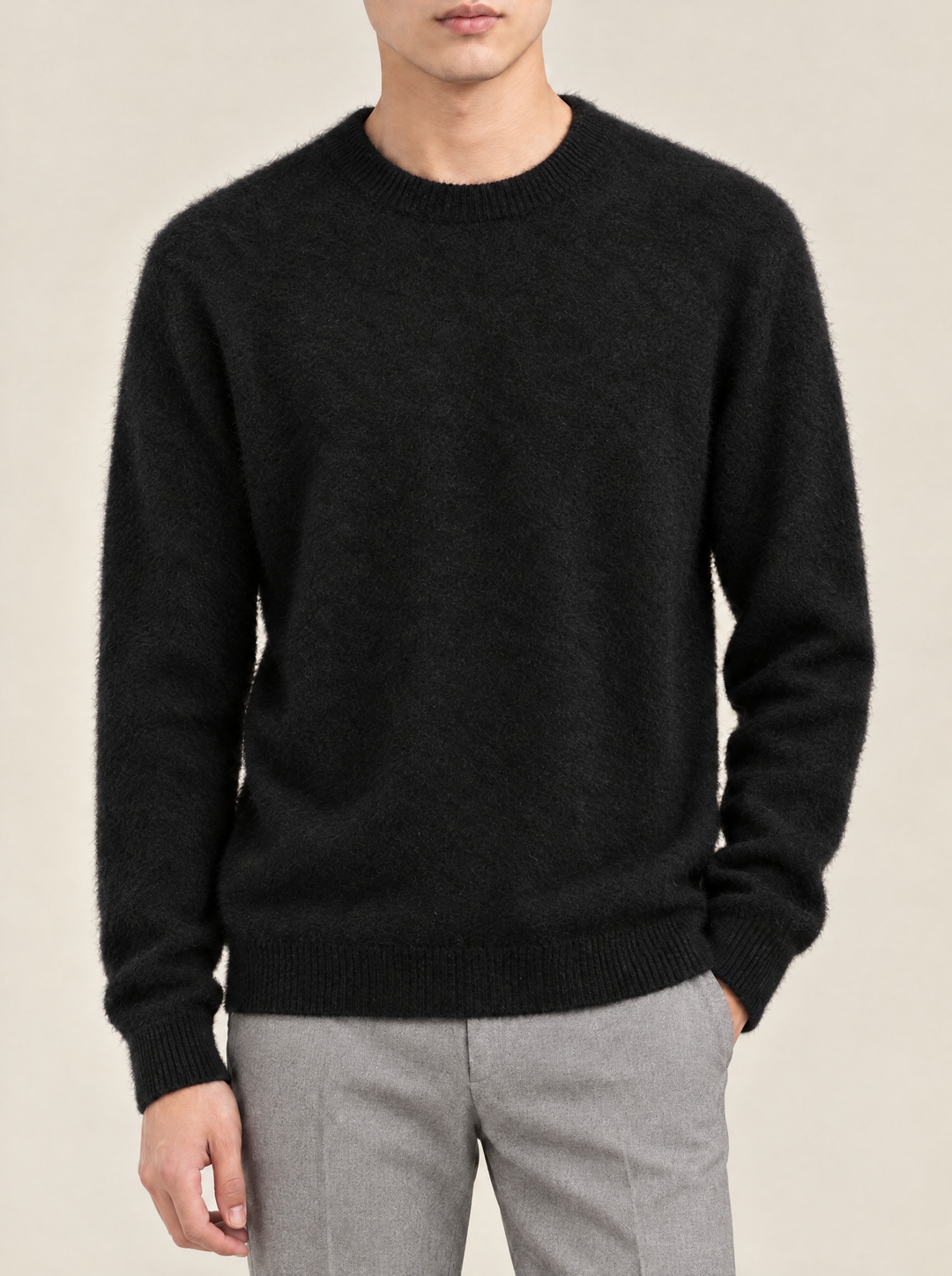 Oliver men's crew neck sweater in black – front view