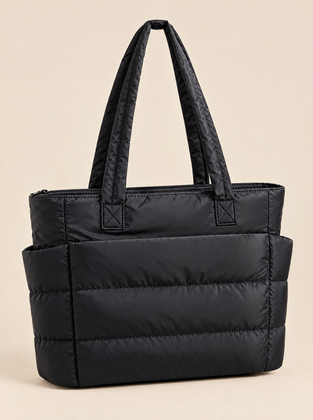 Sloane women's quilted puffer tote bag in black