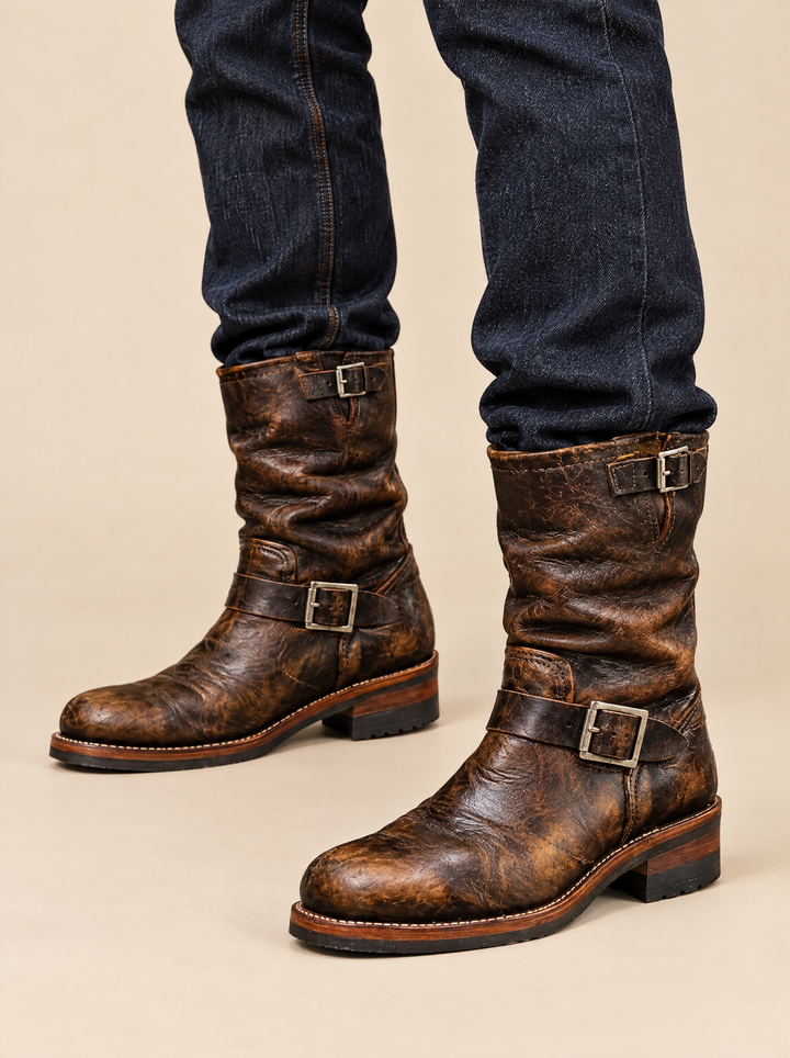 Austin vintage buckle boots dark brown