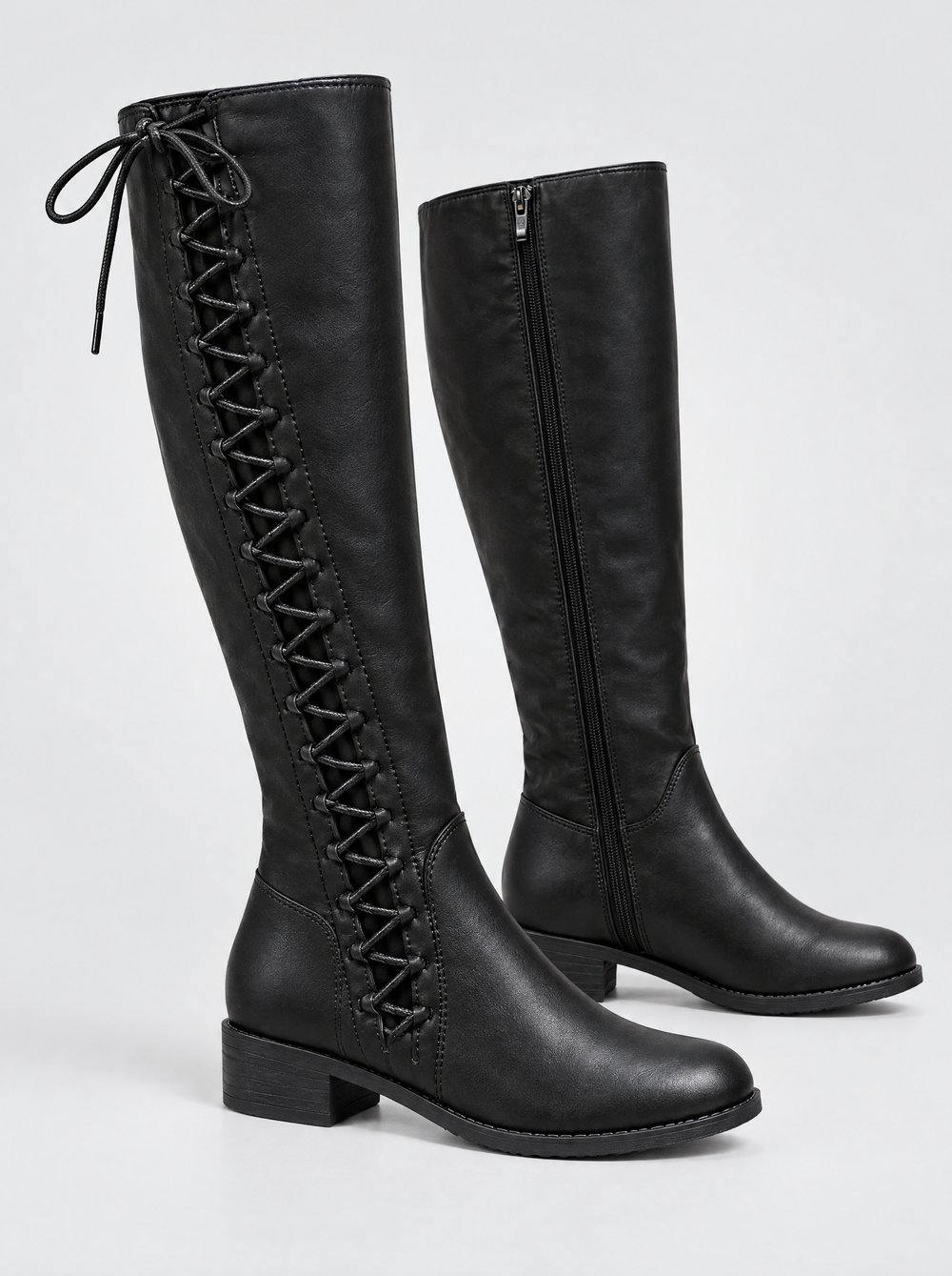 Elena knee high boots side view, black