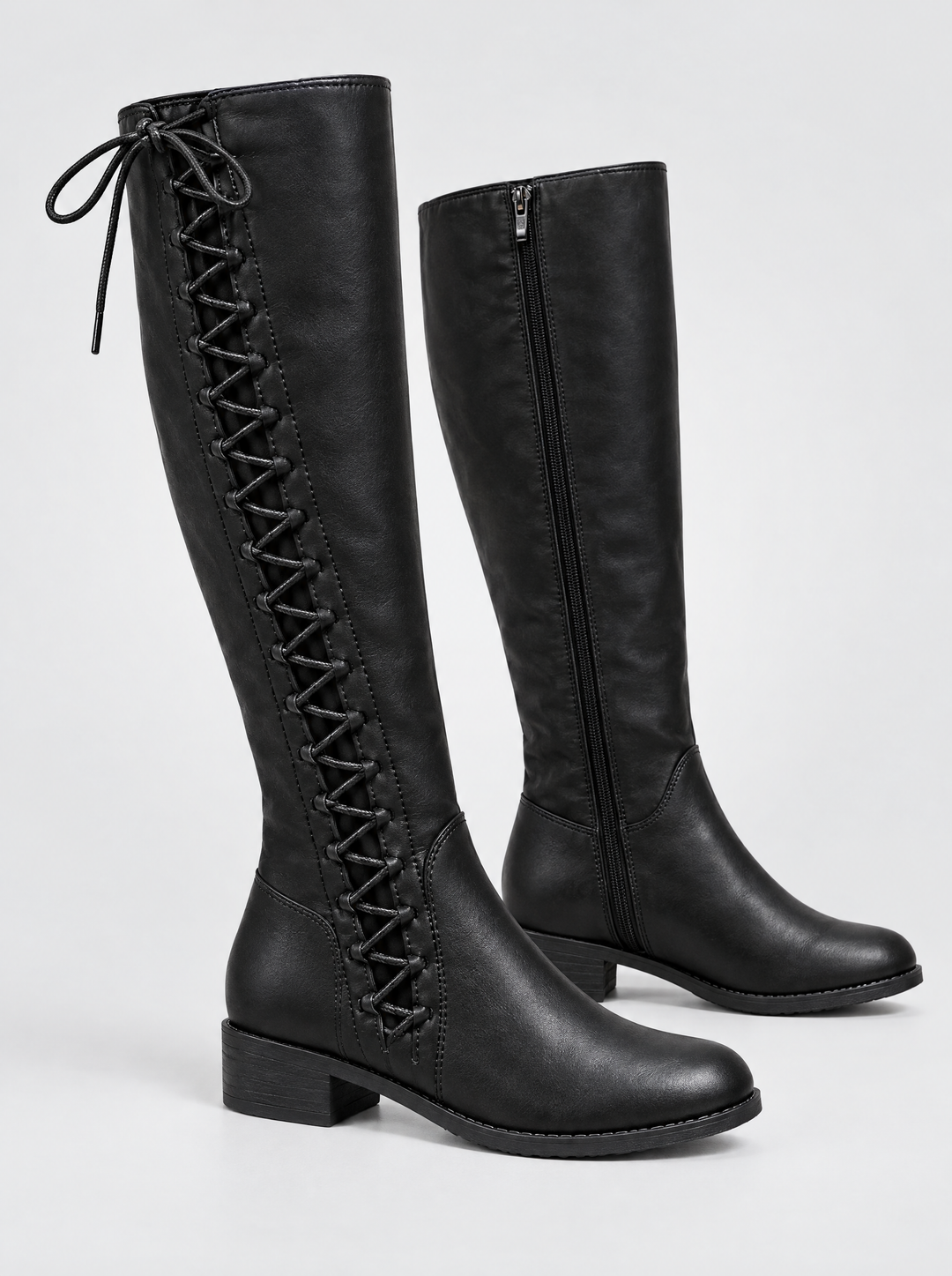 Elena knee high boots side view, black