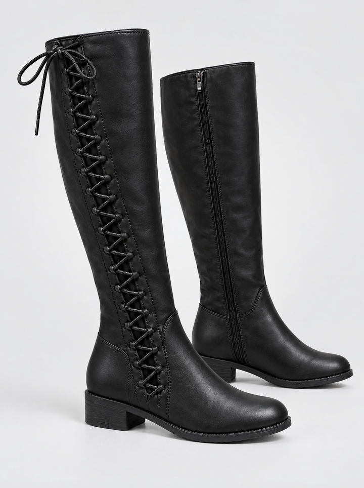 Elena knee high boots side view, black