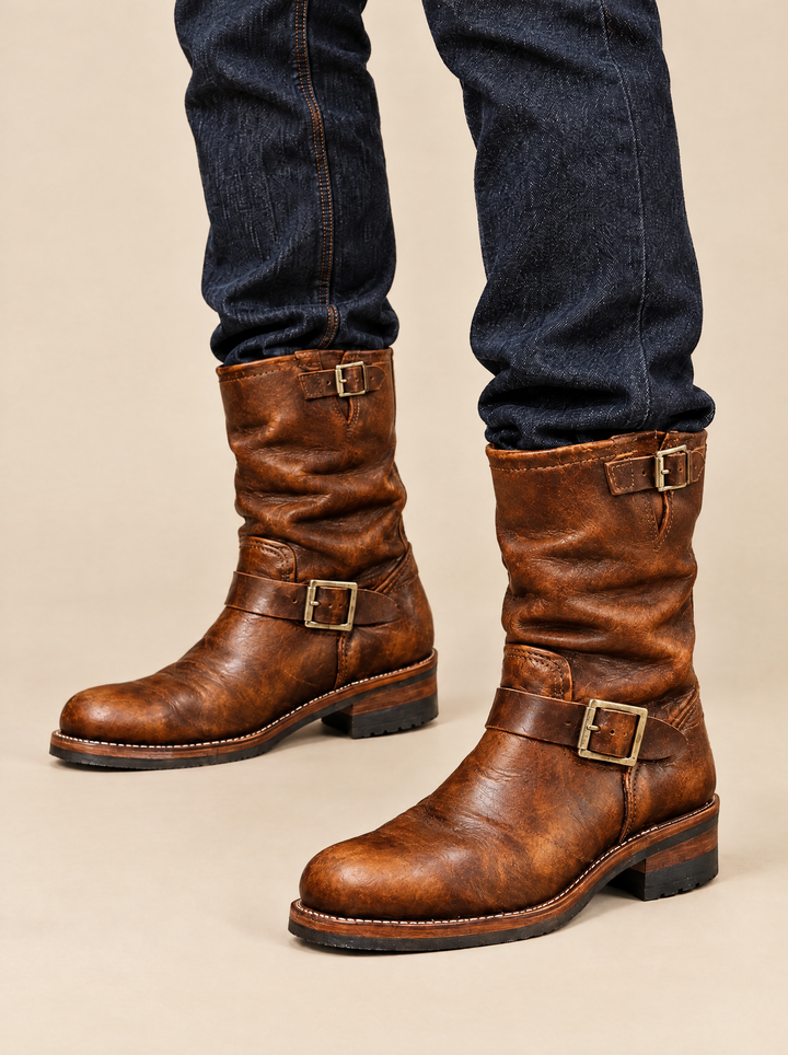 Austin vintage buckle boots cognac